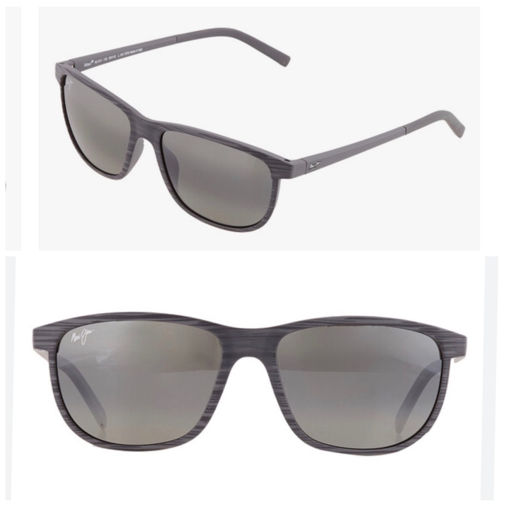 Maui Jim Lele Kawa 811 Grey Stripe Polarized Rectangular Sunglasses 811-11D 58mm